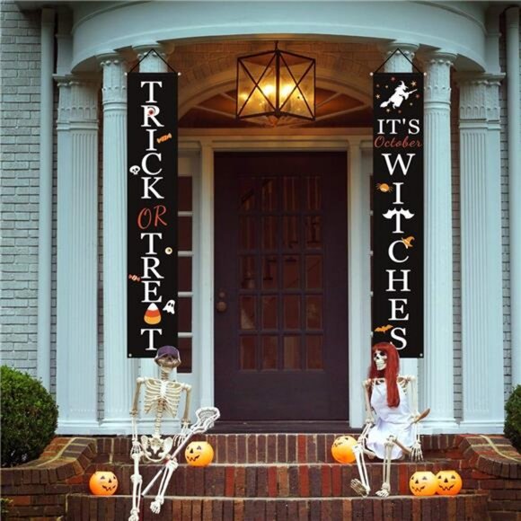 Halloween Decor, Trick or Treat & It's October Witches Porch Banners - Picture 2 of 7